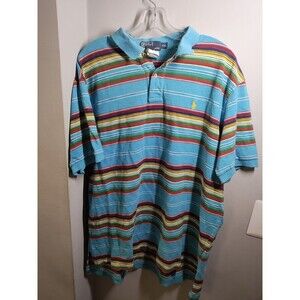 Vintage 90s Polo Ralph Lauren Textured Stripe Multi Color Preppy Bright Polo XXL